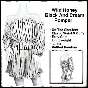 Wild Honey Black And Cream Romper SZ M $59